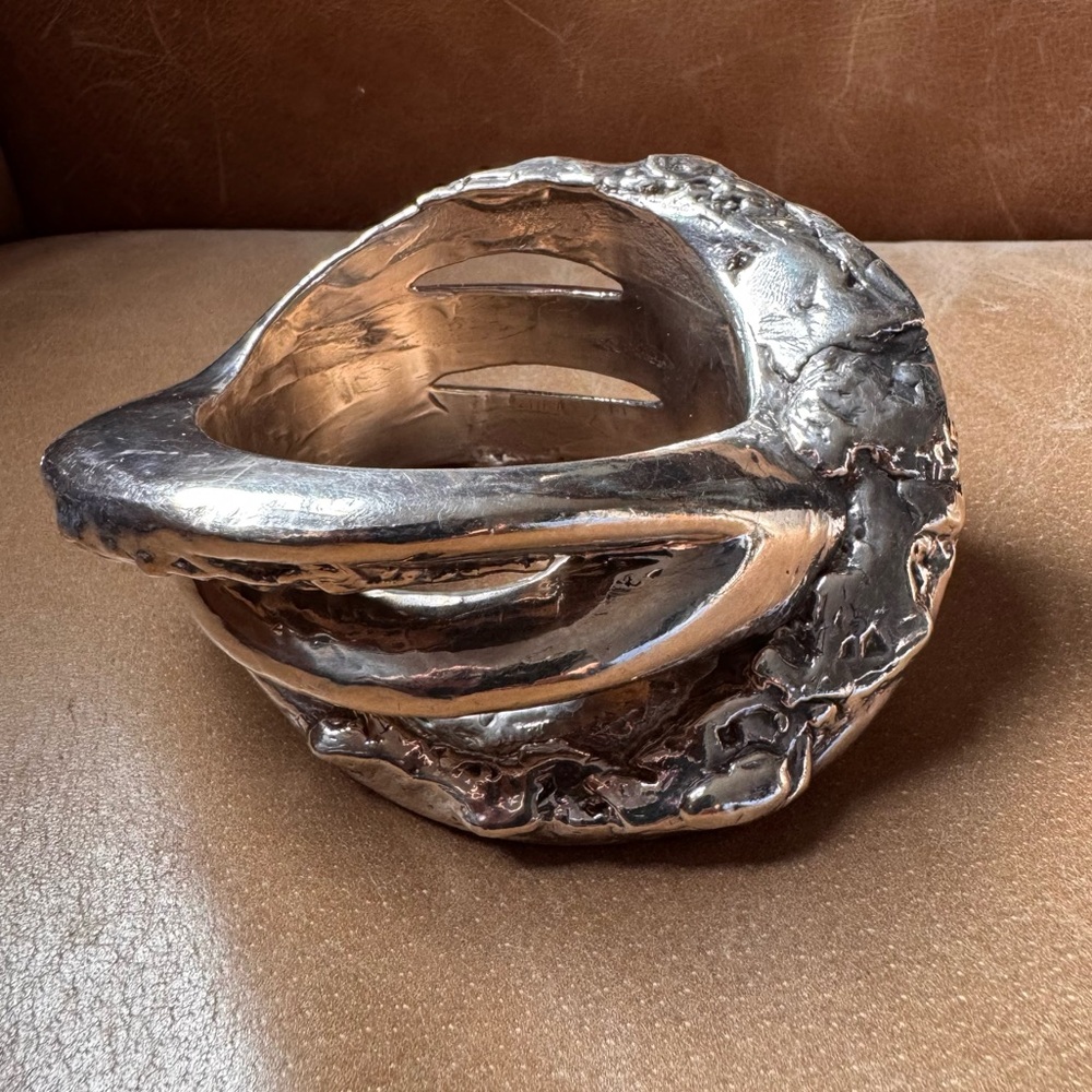 Vintage Sterling Silver electroform Sculptural Bracelet cuff bangle 925